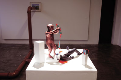  Christopher J Campbell: Rat and bear get pataphysical, 2009, mixed media; courtesy Golden Thread Gallery